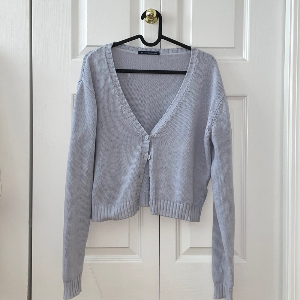 LIGHT BLUE BRANDY MELVILLE BILLIE CARDIGAN SWEATER SIZE S